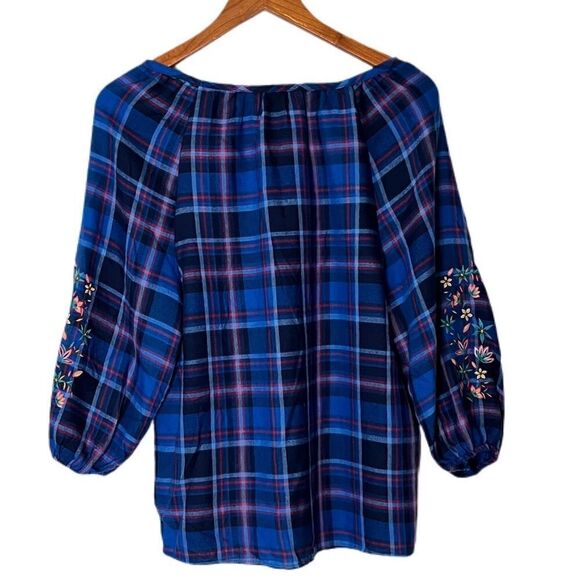 The Pioneer Woman Flannel Embroidered Peasant Top - Picture 3 of 6